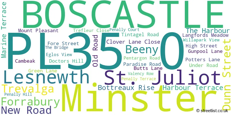 A word cloud for the PL35 0 postcode